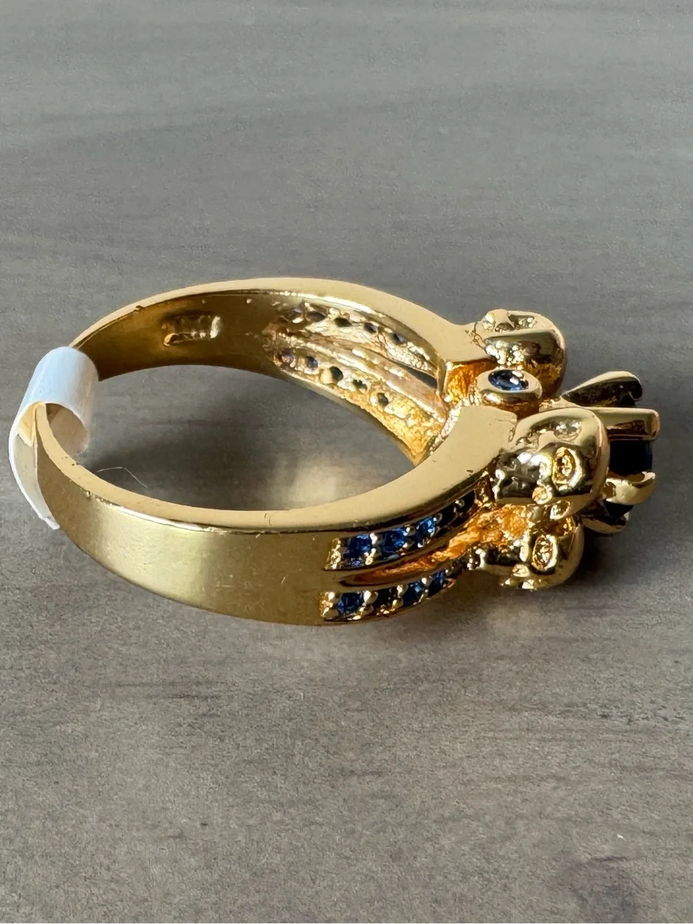 Blue Sapphire Skull Ring